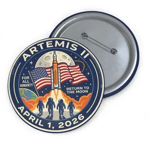 Artemis II Mission Pin, Return to the Moon 2026 Button, Retro Space Badge, Astronomy Lover Gift, Space Exploration Backpack  Pin Buttons