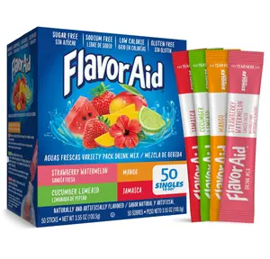 Flavor Aid Aguas Frescas Singles To Go Variety Pack, Powdered Drink Mix, 1 Box (50 Single Servings)