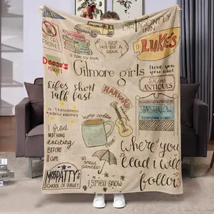 Gilmore Girls Letter Pattern Blanket, Slogan Print Blanket, 1/2 Counts Soft Warm Throw Blanket, Air-conditioned Room Blanket, Warm Nap Blanket for Home Office Travel Camping