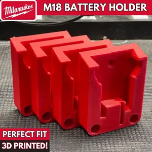 Milwaukee M18 Battery Holder- 3D Printed Wall Mount Battery Holder