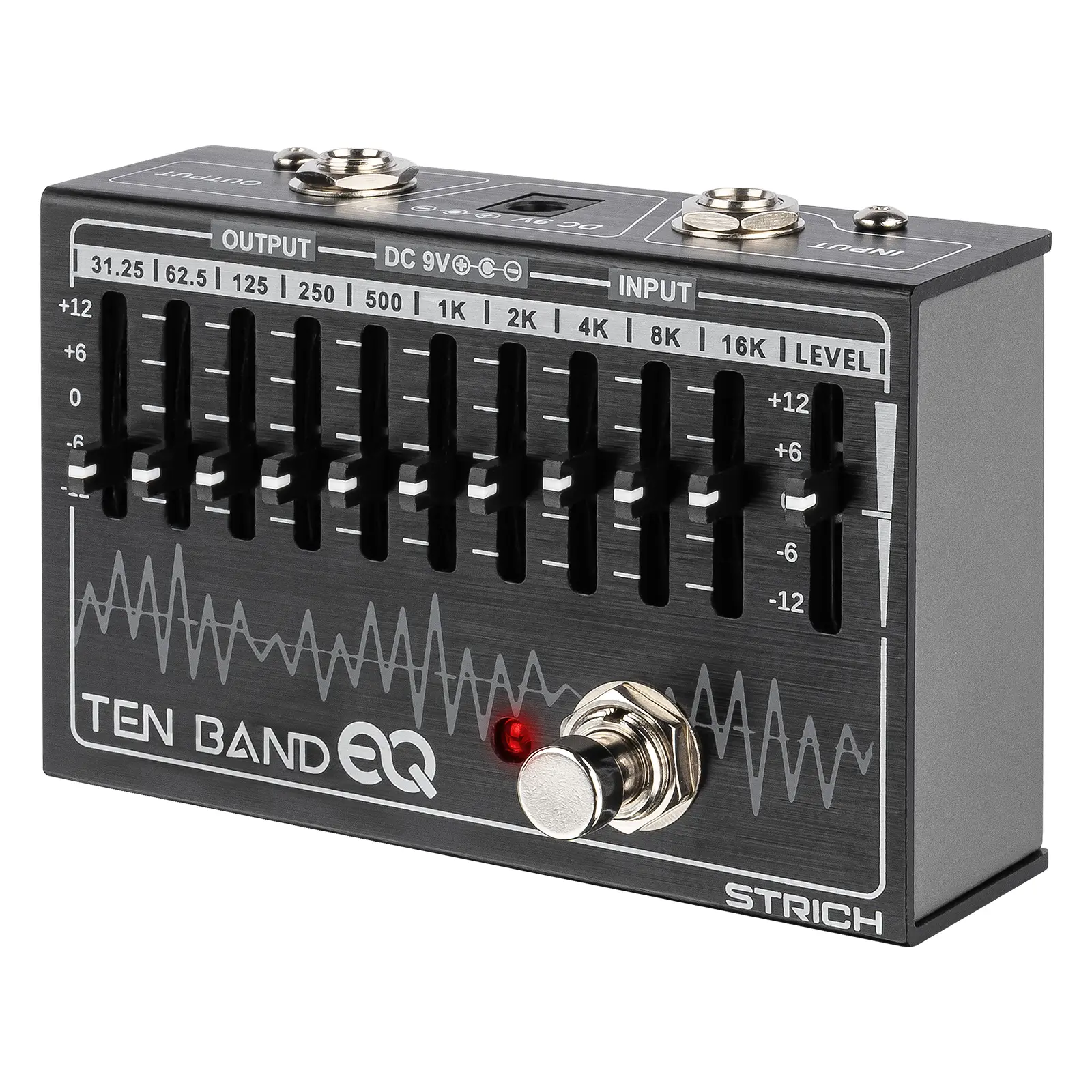 STRICH 10-Band EQ Pedal for Electric Guitar & Bass, Portable Guitar Accessories, 31.25Hz–16kHz Frequency Range, ±12dB Gain/Attenuation per Band, EQ Preamp Effects Pedal