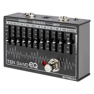 STRICH EQ Pedal for Electric Guitar,10-Band Equalizer Effects Pedal, Equalizer for Guitar and Bass, 10 Frequency Bands (31.25Hz–16kHz) with ±12dB Gain/Attenuation for Each Band, TEN BAND EQ