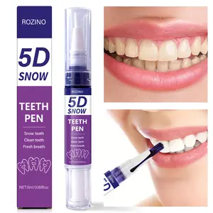 ROZINO 5D Snow Teeth Pen Oral Care Teeth Whitener Pen - Whitening Pen for Stain Removal & Whiter Teeth 5ml Easy Application Blueberries Mint Glycerol
