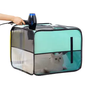 Pet Dog Cat Drying Box | Anti-Hair Flying | Portable Foldable Cat Drying Room | Drying Crate Cage for Small and Medium Dogs (Green)