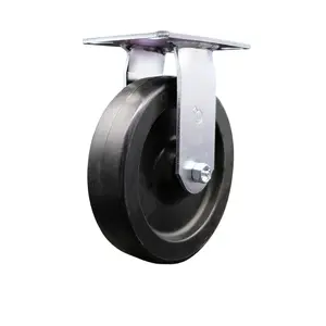 Service Caster SCC-35R820-POR Heavy Duty Large Top Plate Polyolefin Swivel Caster with 8 x 2 in. Black Wheel - 900 lbs Capacity per Caster