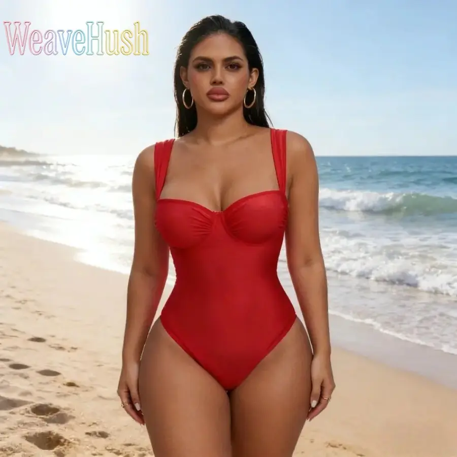 2026 Spring Summer Trend Women’s Plus Size Shiny Ruched Wrap One Piece Swimsuit, Tummy Control Bathing Suit with Flattering Supportive Fit, High Stretch Shimmer Fabric Swimwear for Beach, Pool, Vacation & Holiday Travel
