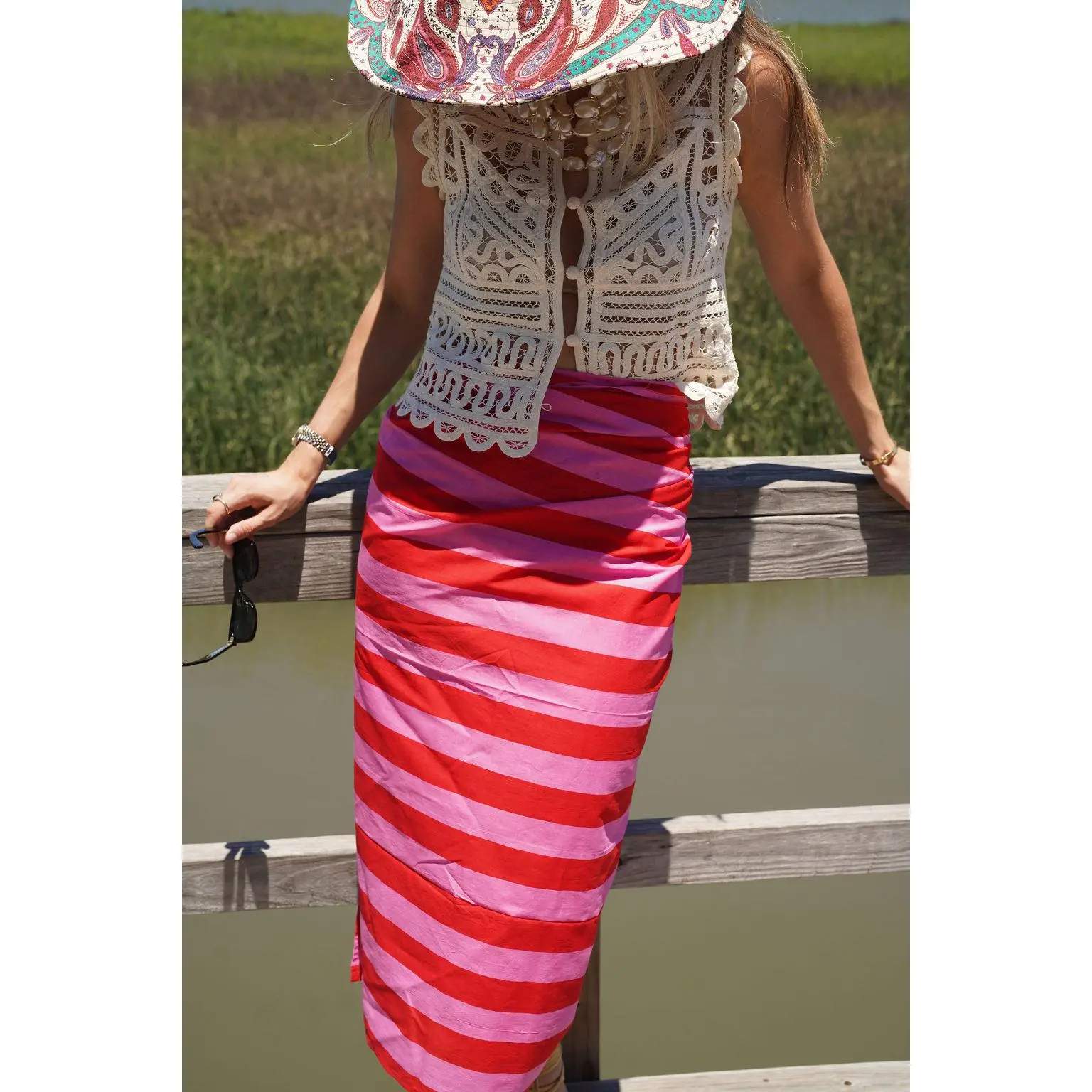 Hot Pink & Red Stripe Sarong