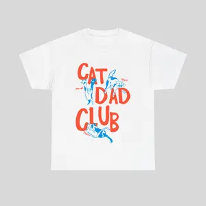 Cat Dad Club Graphic T-Shirt – Funny Vintage Cat Illustration Cotton Tee, Casual Streetwear Style Shirt for Men & Women