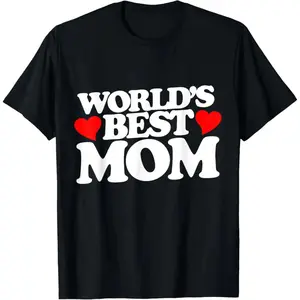 "The Best Mom in the World" T-shirt|   Cute Heart-Shaped Pattern T-Shirt--The Perfect Mother's Day Gift for Women