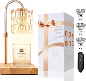 Candle Warmer Lamp with 3 Bulbs, Adjustable Height Dimmable Candle Warmer with Timer, Candle Lamp with Charming  Box Ribbon,Birthday Gifts for Women Mom, House Warming Gifts   Decor