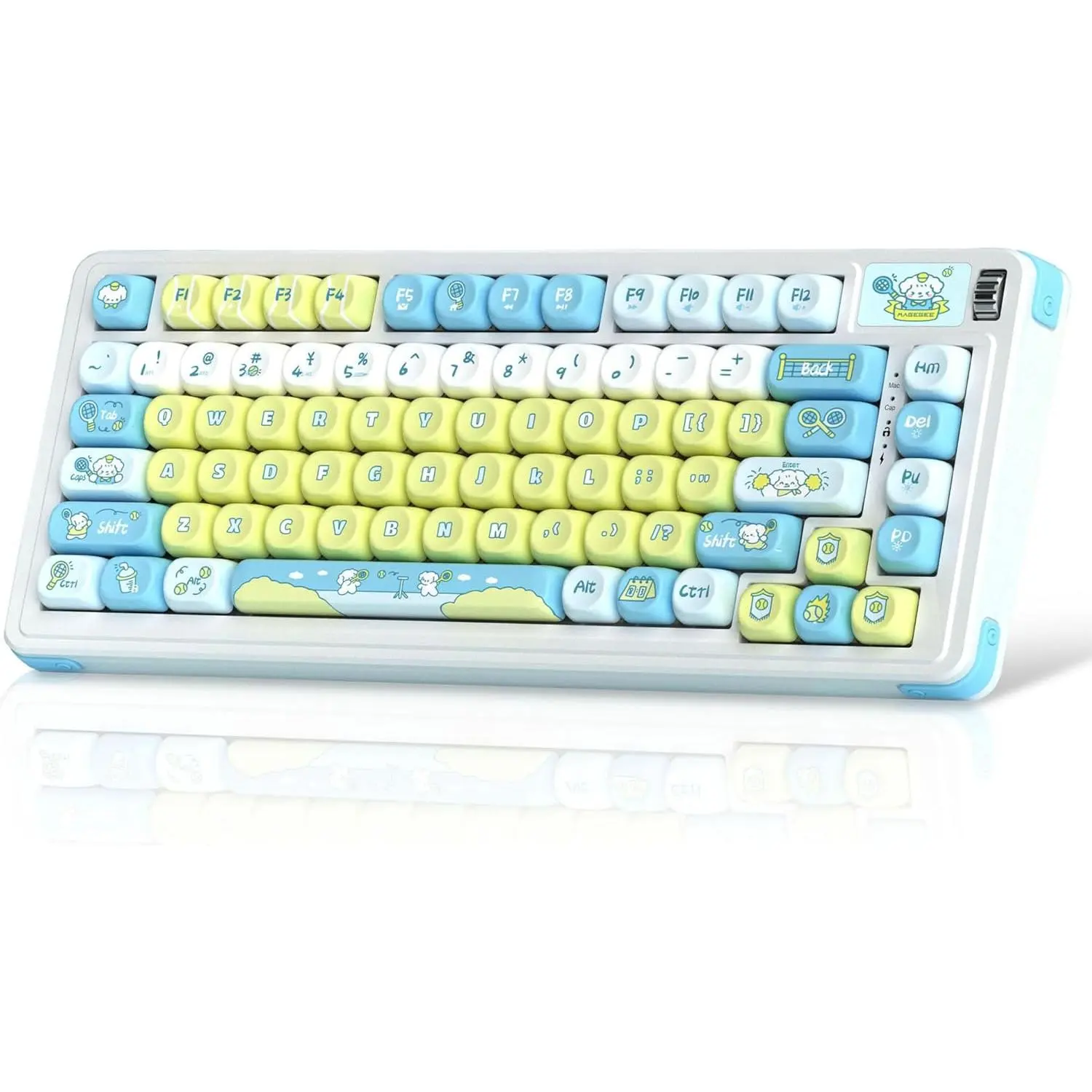 MageGee AIR75 Wireless Creamy Mechanical Keyboard, Gasket Structure, 2.4G/USB-C/BT5.0 Hot Swappable Custom Keyboard, RGB Backlit Gaming Keyboard for PC/Win/Mac, Linear Blue Whale Switch, PBT Keycaps
