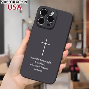 Case for iPhone 16 Pro Max 15 Plus 14 13 12 11 XS XR Cross Bible Verse Quotes Aesthetic Pattern Shockproof Silicone PC Back Protective Smartphone Cover