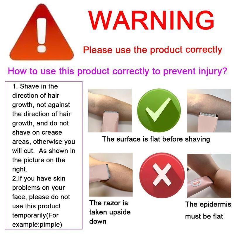 Electric Trimmer for Women, Electric Shaver and Razor Rechargeable 2-in-1 Body , Dual Heads for Painless Trimming of Pubic Hair, Face, Underarms and Legs, IPX7 Waterproof. Christmas Gift New Year Gift