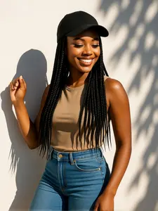 Fashion Braided Hat Wig Cap, Heat Resistant Adjustable Baseball Cap Wig, Synthetic Material Wigs, Easy to Wear, Suitable for Women, Instant Beauty Transformation