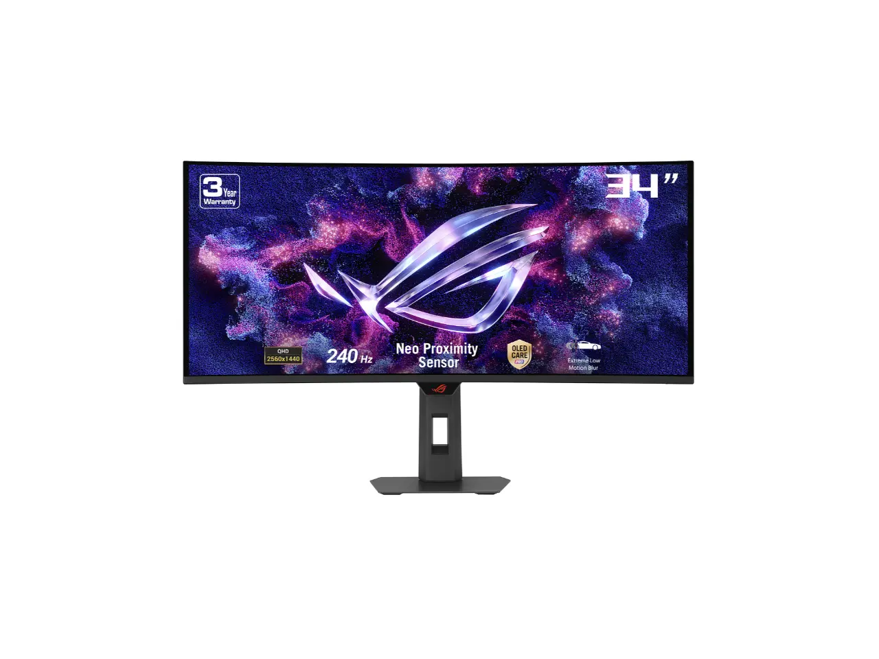 ASUS ROG Strix 34 inch Ultrawide QHD 2K 1440P 240Hz AMD FreeSync Premium Pro & G-SYNC Compatible Built-in Speaker, Android 14 Google TV, MultiScreen OLED Curved Gaming Computer Monitor with Height Adjustable, Swivel & Tilt Stand XG34WCDMTG