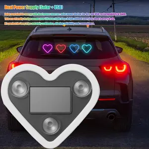 Triangular LED Car Interior Ambient Lights, Rear Window Atmosphere Lighting with Car Logo Decor, USB Powered Multifunctional Decorative Lights for Car, Bedroom, Party & Holiday, Equipped with 4 Suction Cups