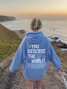 You deserve the world- Hoodie- Aesthetic hoodie, trendy T-shirt,  Hoodie and Sweater Cotton Womenswear