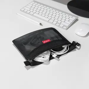 pack all Water-Resistant Material Zipper Pouch Black Organiser Buckle