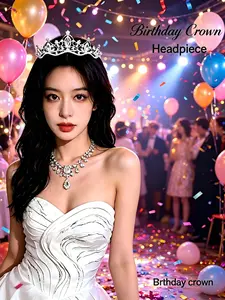 European and American Bride Headband Alloy Crystal Crown Wedding Hair Accessory, Girl Princess Birthday Luxury Head Clip Decor