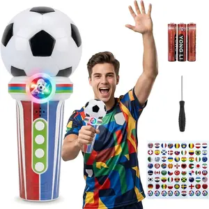 World Cup 2026 Soccer Fan Cheer Microphone Toy, Stadium Megaphone with Sound Effects, LED Lights and Recording Function