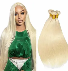 Brazilian Hair Extensions Straight- 613 Blonde 3 Bundles W/ Brazilian Straight Blonde 13x4 Lace Frontal