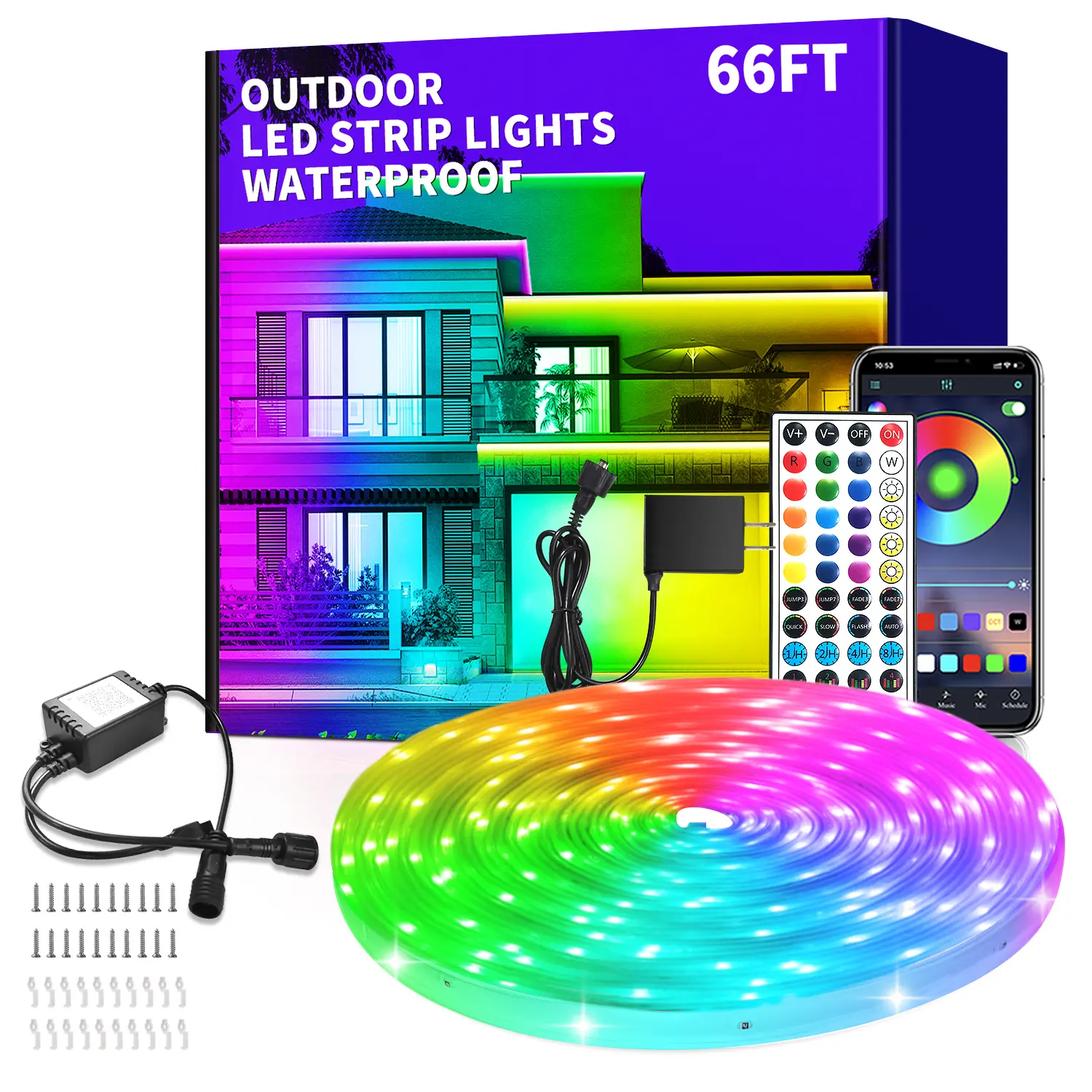 66ft Outdoor LED Strip Lights Waterproof