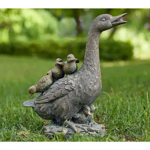 Glitzhome 15" Resin Faux Bronze Momma Duck Garden Statue Glitzhome 15" Resin Faux Bronze Momma Duck Garden Statue