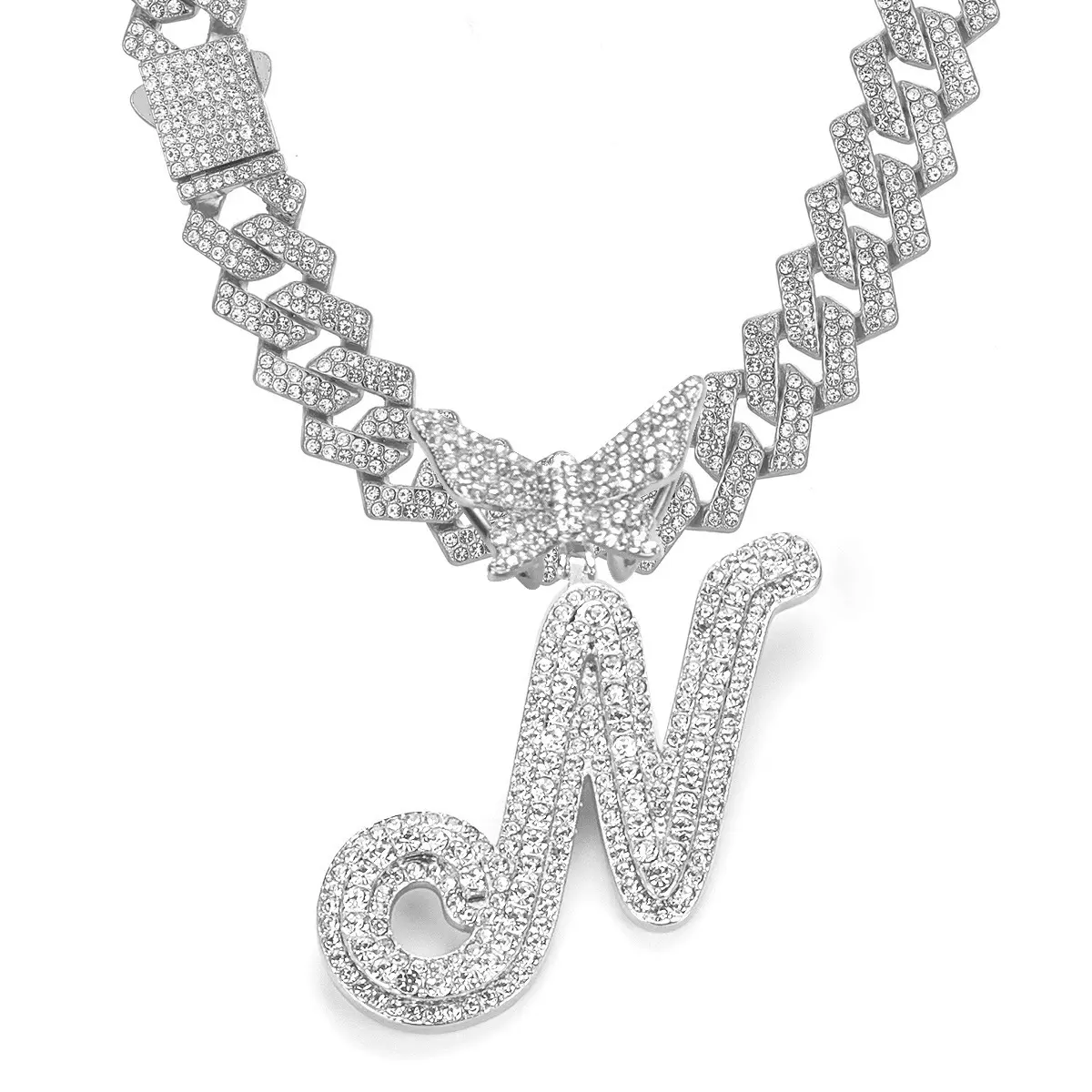 Silver letter necklace N