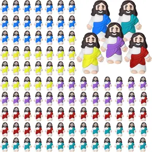 Household daily necessities Keway 100 PCS Mini Jesus Figurines in Bulk, Little Jesus for Hide and Seek, Religious Easter Egg Stuffers Rubber Tiny Miniature Jesus, Baptism Gifts, Sunday School Crafts & Party Favors (5 Colors)