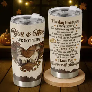 Gift – Leather-Style Vintage Couple 20oz Tumbler – Meaningful Love Gift for Husband or Wife, Insulated Cup with Heartfelt Message for Everyday Romance