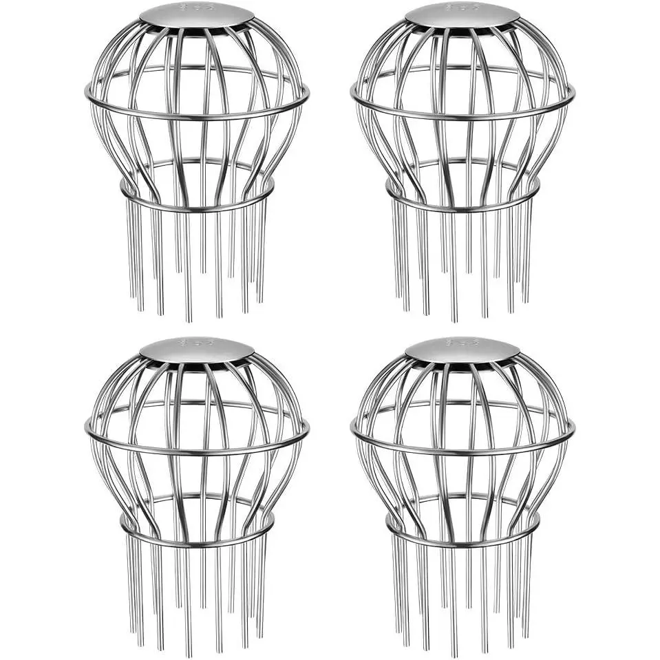 Gutter Guard 3 Inch 304 Stainless Steel Filter Strainer Fits for 2.6" ~ 3.7" Round Downspout, Stops Leaves Seeds and Other Debris Gutter Cleaning Tool - 4 Pack
