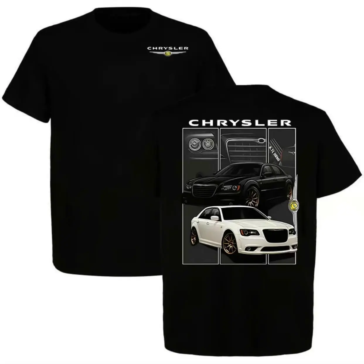 Chrysler 300C HEMI T-Shirt – 5.7L / 6.1L / 6.4L Engine Graphic Tee, Classic Mopar Muscle Car Shirt, Unisex Cotton Streetwear Top Gift for Car Enthusiasts & Dad