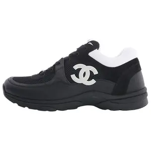 CHANEL Men's Mesh Leather Low-Top Casual Sneakers with Round Toe and Lace-Up Design for Breathability Athletic Shoes Lightweight Fashion Breathable shoes to get monchichi dash cam millie bobby brown lip potato candy leah stranger things rings