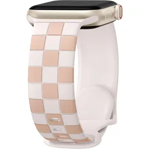 Checkered Band for Apple Watch Soft Silicone Strap Compatible with Series 1-11 Ultra 40mm-49mm Women Men Dressy Casual