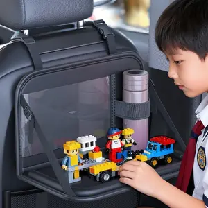 Car Back Seat Table with Storage for Kids, Foldable & Adjustable Angle, Spill-Proof Edges, Fits Most Vehicles, Ideal for Travel