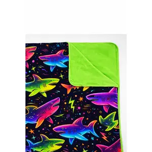 Neon shark blanket