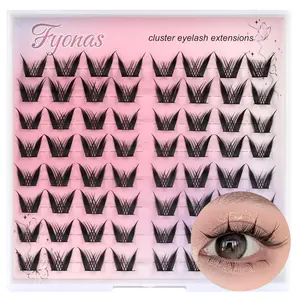 64 Pairs Rabbit Lash False Eyelashes, Gold Barbie Style, Mixed Lengths 10-16mm, D Curl Fluffy, DIY Self-Adhesive, Beginner Friendly
