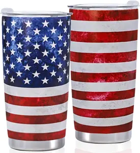 4th Of July Patriotic American Flag Tumbler Gifts for Men Dad Insulated Independence Cups USA Memorial Stainless Steel Day With Lids 20oz Christmas