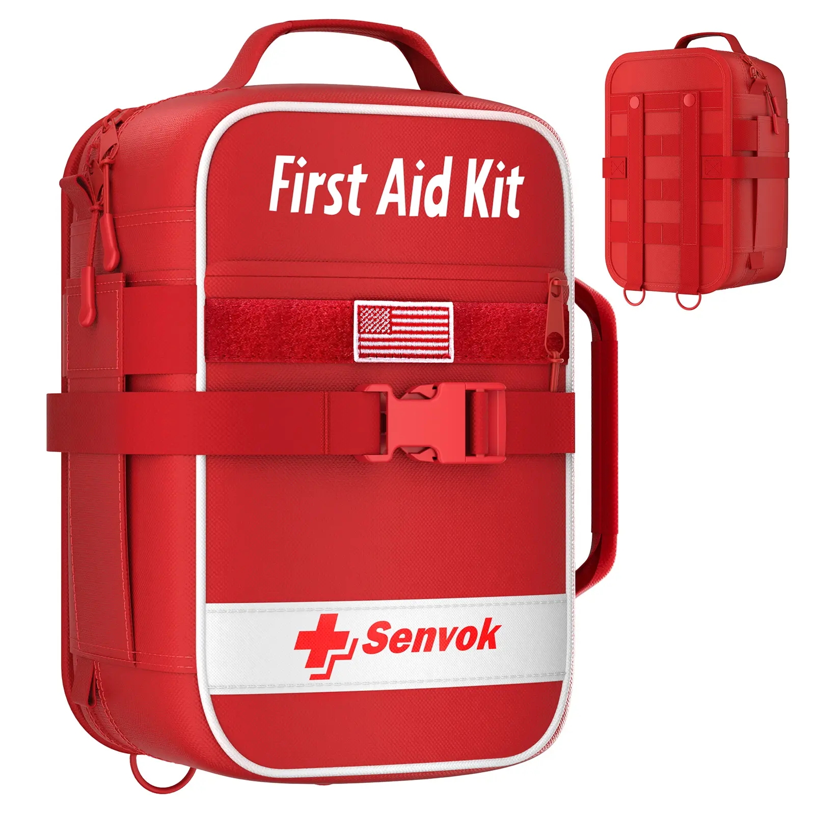 Senvok Large Pre-Packed Unisex Trauma Medical Kit Pouch Bag - Car, Home Outdoor Emergency Survival Kit with Zip Stitch Wound Closure, Molle Pack Pockets, Ideal for Camping Adventures, Medical Supplies, Trauma Medical Kits