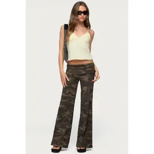 Lumielle Camo Wide Leg Foldover Pants