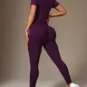 Women's Solid Crop Top & Pants Sports Set, Sporty Casual Breathable Comfortable Outfits for Yoga Gym Workout Running, Ladies Sportswear for All Seasons, Yoga Clothes Set, Workout Sets Women
