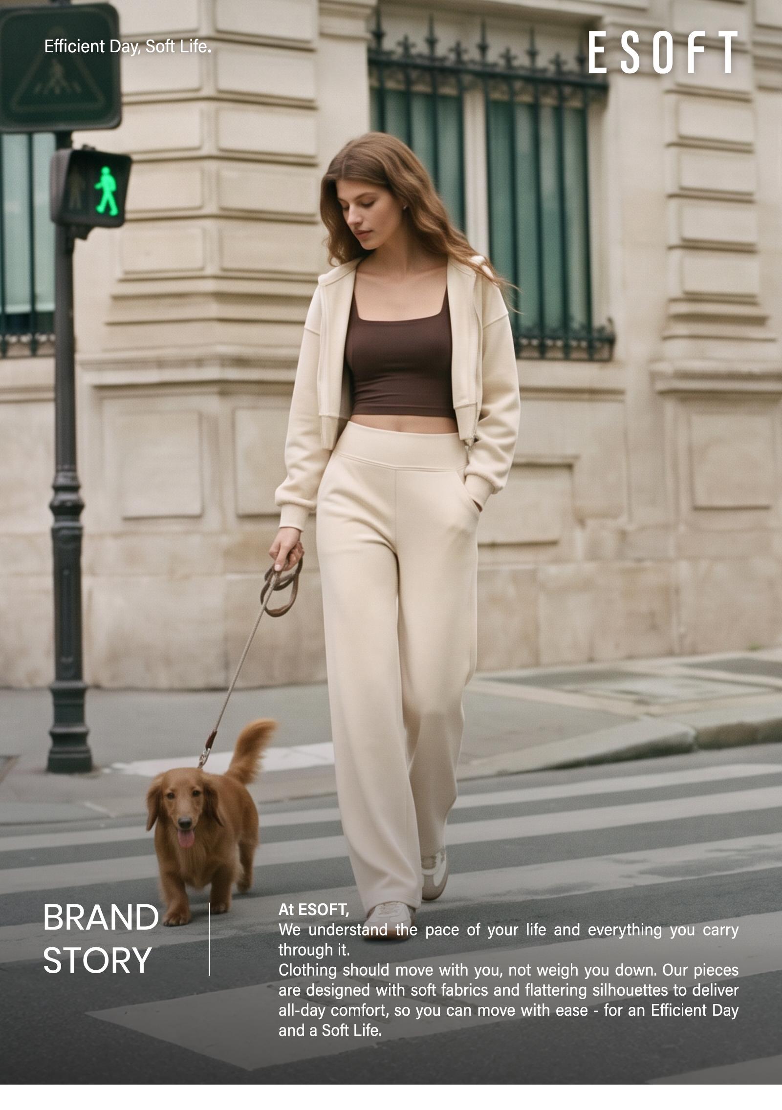 ESOFT Wide Leg Casual Pants, Women High-Waisted Yoga Pants with Pockets ESOFT Wide Leg Casual Pants, Women High-Waisted Yoga Pants with Pockets