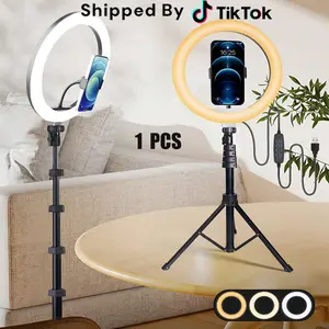 12" Video Light with Stand, Adjustable Led Ring Light Tripod for Phone, with 63.3" Tripod/1USB Ports, 3200K-5600K Dimmable Fill Light for TikTok Live Streaming, YouTube Videos, Photography, Makeup, Content Creator#Easter Day#mother's day gifts