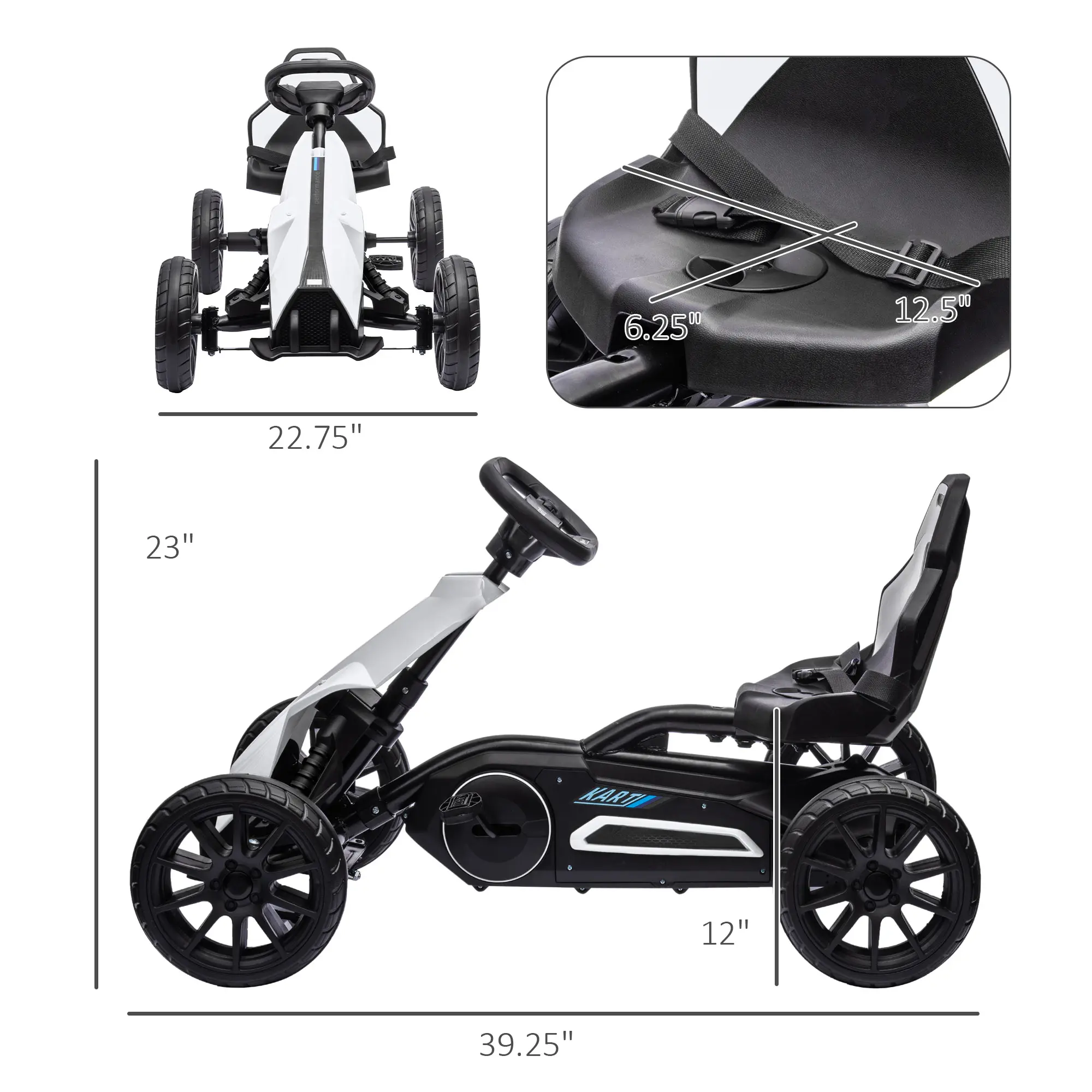 Style 3, White, EVA Wheels, 66 lbs Cap, Ages 3-8