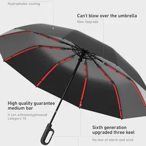 Automatic Folding Umbrella, 1pc Portable Rain Umbrella with Loop Buckle, Windproof Umbrella for Men & Women, Outdoor Umbrella, Rainproof Umbrella