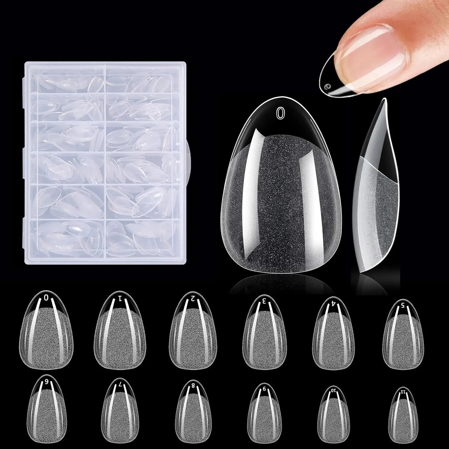 Short Almond Full Cover Fake Nail with Box, 240pcs Transparent Press on Nails Kit, Acrylic Nail Kit, DIY Manicure Supplies, DIY Nails Art, Almond Shape Nails, Decorative Nails, Removable False Nails