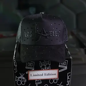 LA Blacked Out Limited Edition Cap with "Los Angeles" Embroidery and Rhinestones
