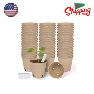 60 Packs 3.15 Inch Biodegradable Peat Pots for Seedlings with Drainage Holes And 50Pcs Plant Labels