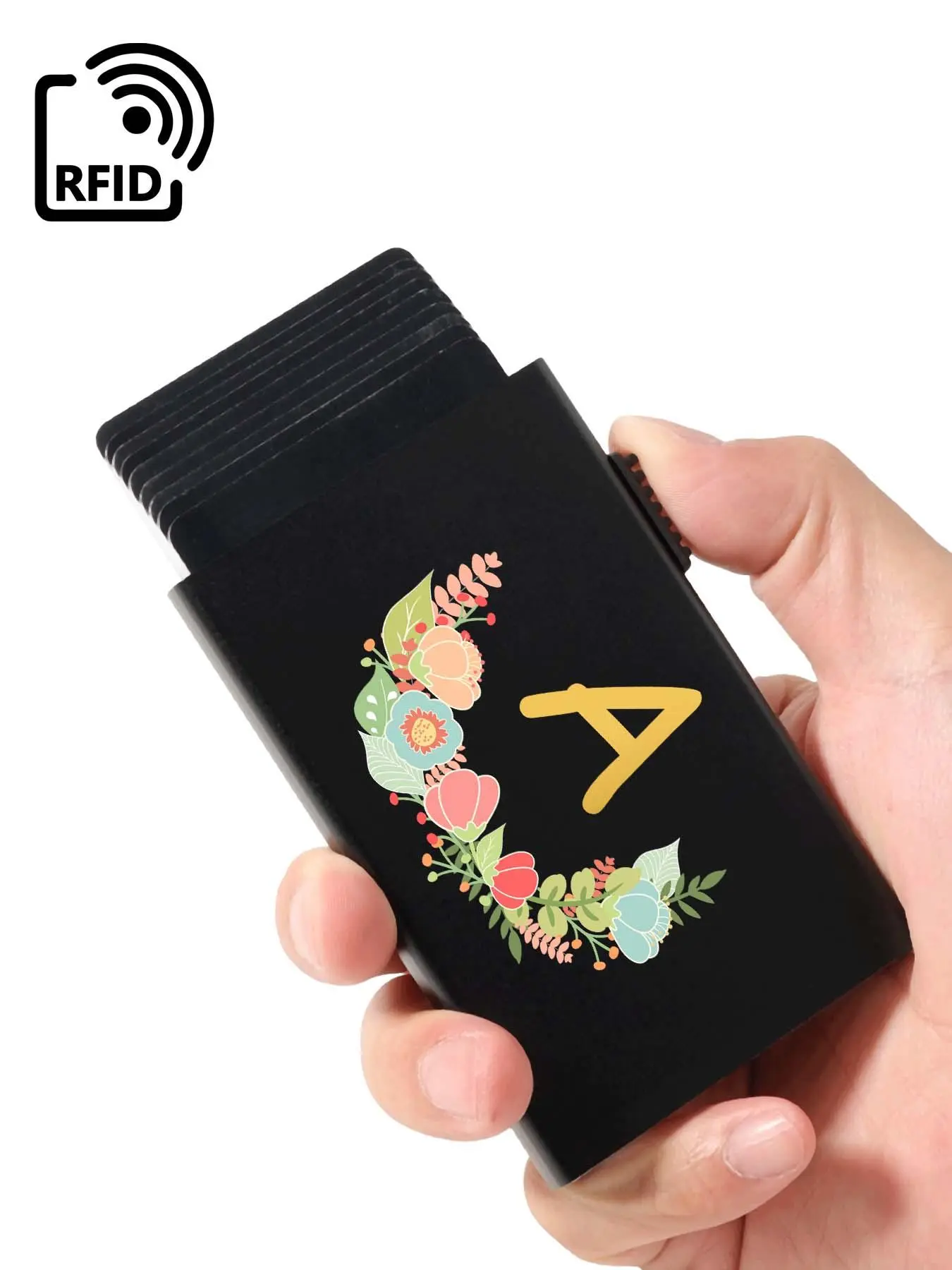 Floral Letter Pattern Card Holder, Portable Lightweight Card Storage Bag, Business Card Holder, Portable Card Bag for Men & Women