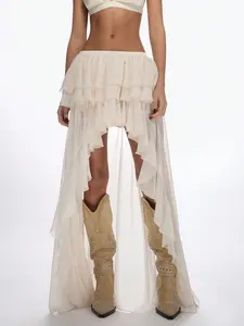 MISSGUIDED Ruffle Waterfall High-Low Hem Layered Maxi Skirt